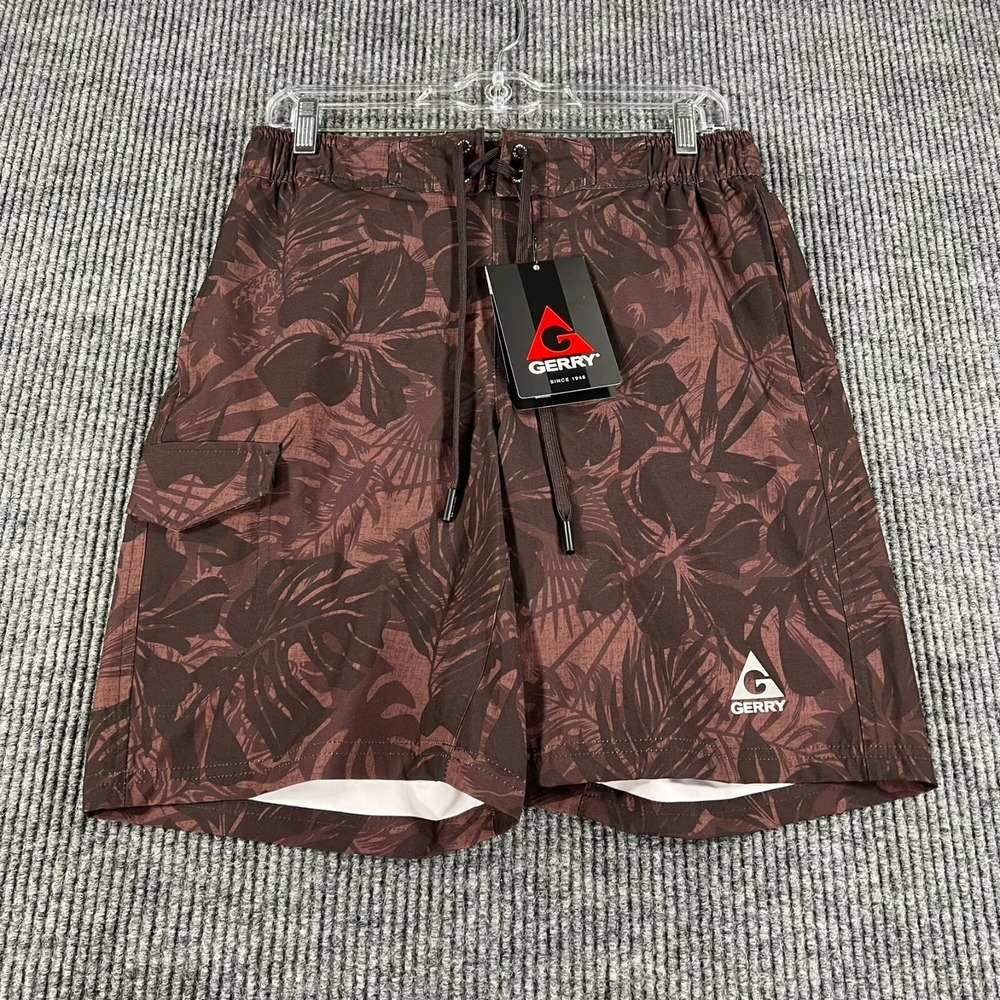 Gerry Swim Board Shorts Mens‎ Small Red Floral Beach Pool Drawstrings New